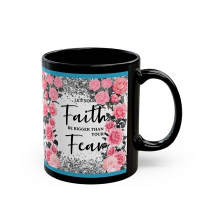 Faith Over Fear Pink Flowers Mug - Image 3