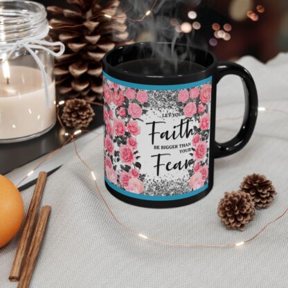 Faith Over Fear Pink Flowers Mug - Image 4