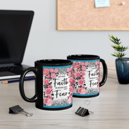 Faith Over Fear Pink Flowers Mug - Image 5