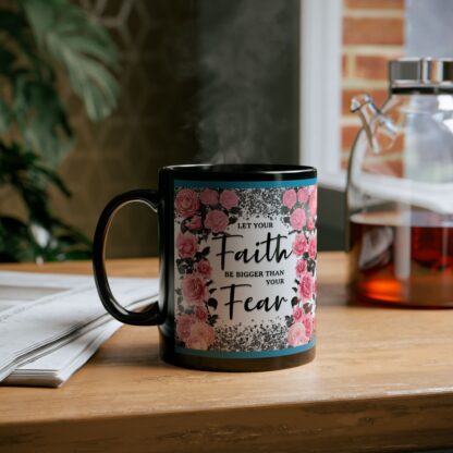 Faith Over Fear Pink Flowers Mug - Image 6