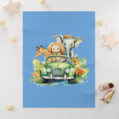 Fleece Baby Blanket - Elephant, Lion, Giraffe Baby Animals - Image 3